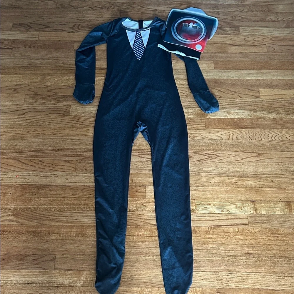 Kids Skippity Toilet Camera Man TV Man Head Costume - Black 9-10Y